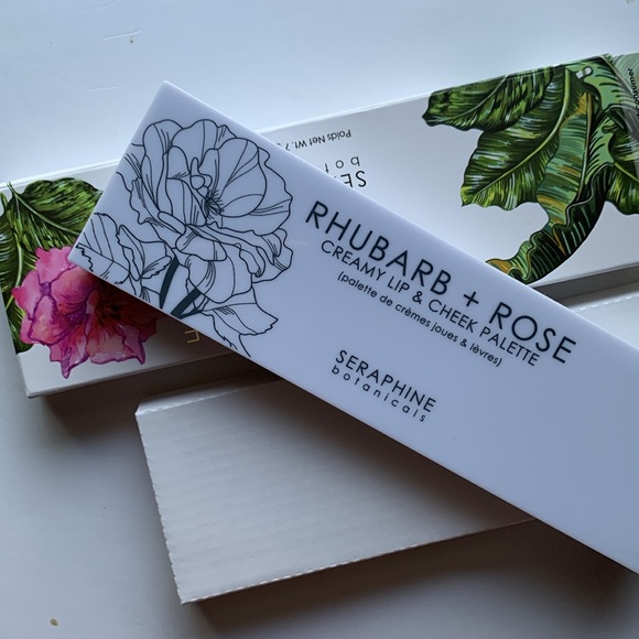 Seraphine Botanicals Rhubarb Rose Creamy Lip Cheek Palette Lipstick Blush Makeup - Picture 9 of 9